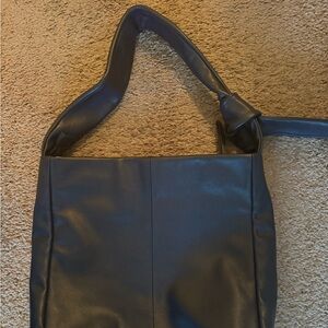 Stylish large navy Leather Shoulder Bag